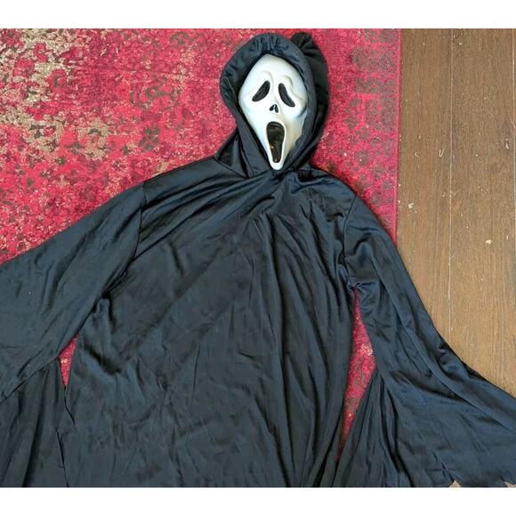 Vtg Scream Ghostface Mask Costume Easter Unlimited Adult Halloween Ghost Cape - Picture 1 of 16
